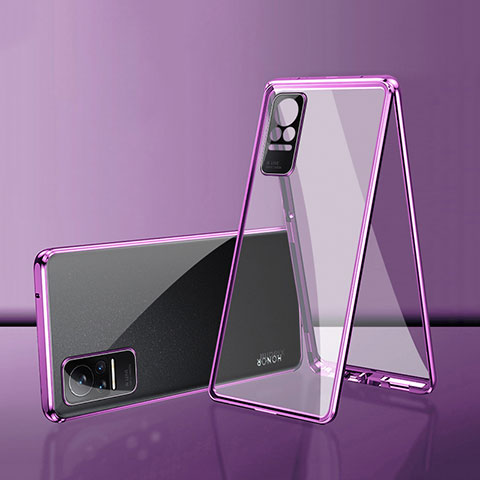 Custodia Lusso Alluminio Laterale Specchio 360 Gradi Cover per Xiaomi Civi 1S 5G Viola