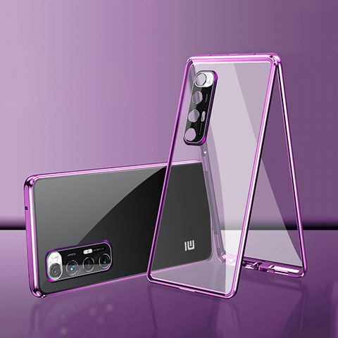 Custodia Lusso Alluminio Laterale Specchio 360 Gradi Cover per Xiaomi Mi 10S 5G Viola