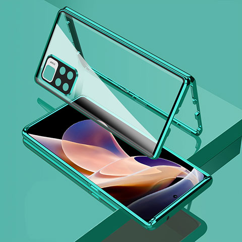 Custodia Lusso Alluminio Laterale Specchio 360 Gradi Cover per Xiaomi Mi 11i 5G (2022) Verde
