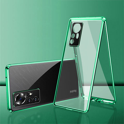 Custodia Lusso Alluminio Laterale Specchio 360 Gradi Cover per Xiaomi Mi 12S 5G Verde