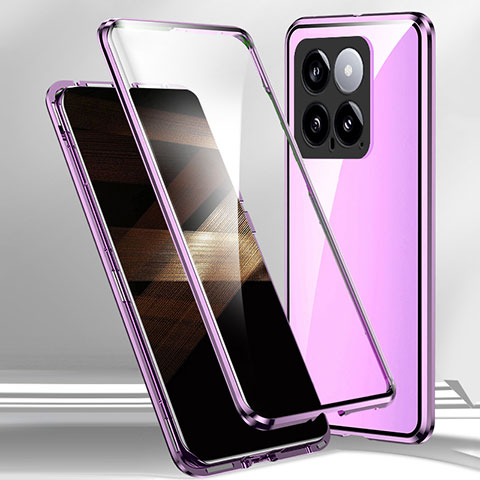 Custodia Lusso Alluminio Laterale Specchio 360 Gradi Cover per Xiaomi Mi 14 5G Viola