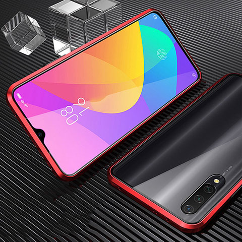 Custodia Lusso Alluminio Laterale Specchio 360 Gradi Cover per Xiaomi Mi A3 Rosso