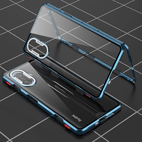 Custodia Lusso Alluminio Laterale Specchio 360 Gradi Cover per Xiaomi Poco F3 GT 5G Blu