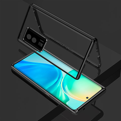 Custodia Lusso Alluminio Laterale Specchio 360 Gradi Cover per Xiaomi Poco F5 Pro 5G Nero