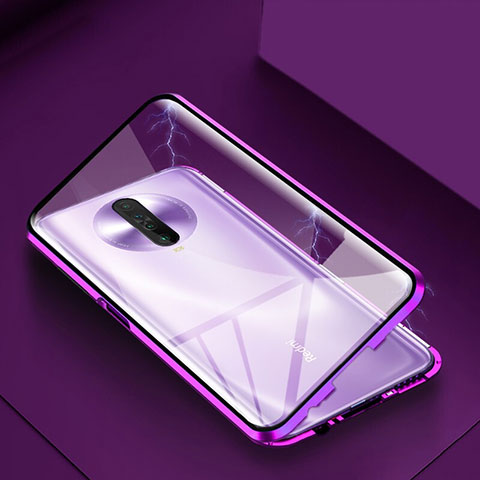 Custodia Lusso Alluminio Laterale Specchio 360 Gradi Cover per Xiaomi Poco X2 Viola