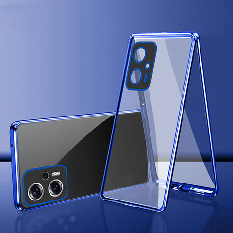 Custodia Lusso Alluminio Laterale Specchio 360 Gradi Cover per Xiaomi Poco X4 GT 5G Blu