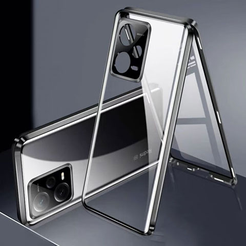 Custodia Lusso Alluminio Laterale Specchio 360 Gradi Cover per Xiaomi Poco X5 5G Nero
