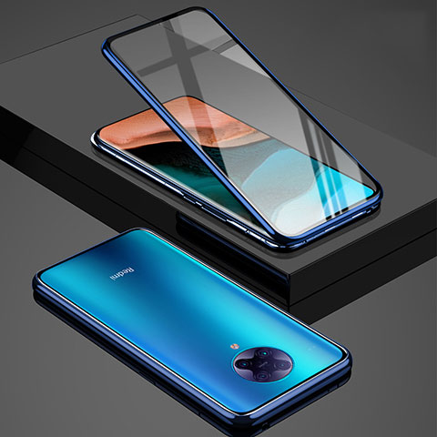 Custodia Lusso Alluminio Laterale Specchio 360 Gradi Cover per Xiaomi Redmi K30 Pro 5G Blu