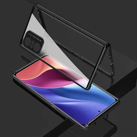 Custodia Lusso Alluminio Laterale Specchio 360 Gradi Cover per Xiaomi Redmi K40 5G Nero