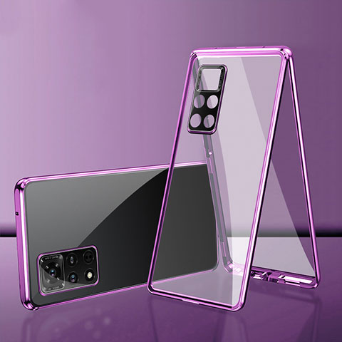 Custodia Lusso Alluminio Laterale Specchio 360 Gradi Cover per Xiaomi Redmi Note 11 4G (2022) Viola