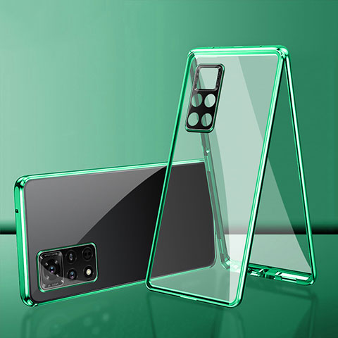 Custodia Lusso Alluminio Laterale Specchio 360 Gradi Cover per Xiaomi Redmi Note 11 Pro 4G Verde