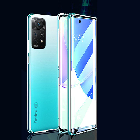 Custodia Lusso Alluminio Laterale Specchio 360 Gradi Cover per Xiaomi Redmi Note 11E Pro 5G Verde