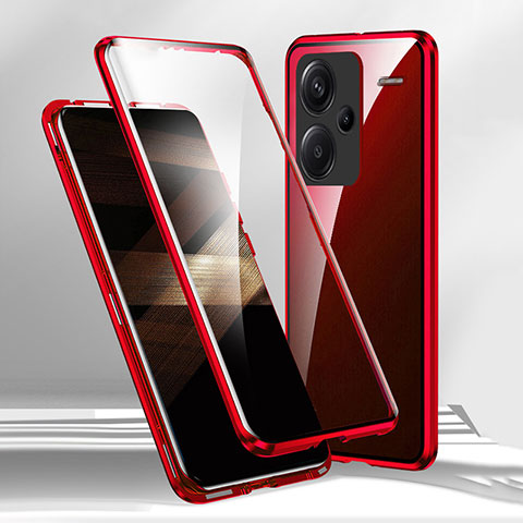 Custodia Lusso Alluminio Laterale Specchio 360 Gradi Cover per Xiaomi Redmi Note 13 Pro+ Plus 5G Rosso