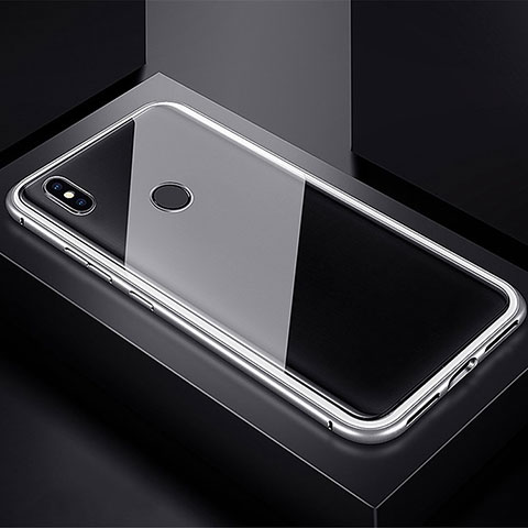 Custodia Lusso Alluminio Laterale Specchio 360 Gradi Cover per Xiaomi Redmi Note 7 Argento