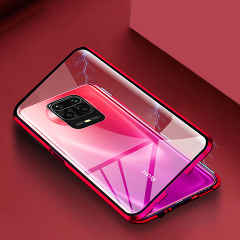 Custodia Lusso Alluminio Laterale Specchio 360 Gradi Cover per Xiaomi Redmi Note 9S Rosso