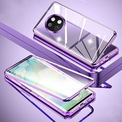 Custodia Lusso Alluminio Laterale Specchio 360 Gradi Cover per Xiaomi Redmi Note 9T 5G Viola