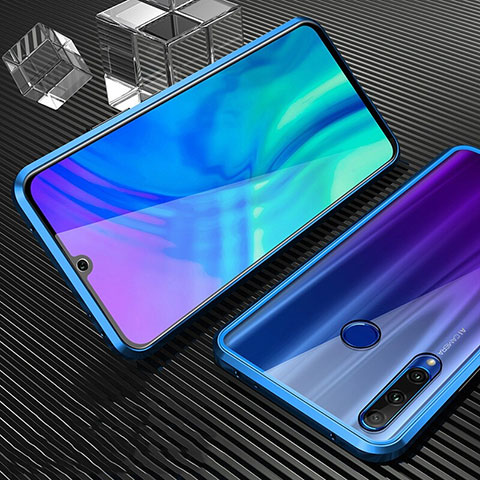 Custodia Lusso Alluminio Laterale Specchio 360 Gradi Cover T01 per Huawei Honor 20 Lite Blu