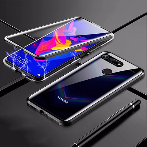 Custodia Lusso Alluminio Laterale Specchio 360 Gradi Cover T01 per Huawei Honor View 20 Nero