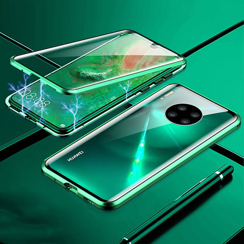 Custodia Lusso Alluminio Laterale Specchio 360 Gradi Cover T01 per Huawei Mate 30 5G Verde