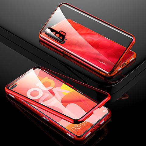 Custodia Lusso Alluminio Laterale Specchio 360 Gradi Cover T01 per Huawei Nova 6 5G Rosso