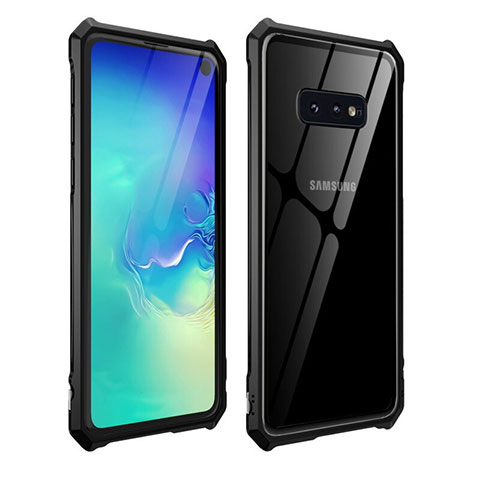 Custodia Lusso Alluminio Laterale Specchio 360 Gradi Cover T01 per Samsung Galaxy S10e Nero