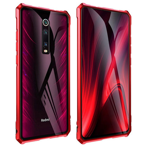 Custodia Lusso Alluminio Laterale Specchio 360 Gradi Cover T01 per Xiaomi Redmi K20 Rosso