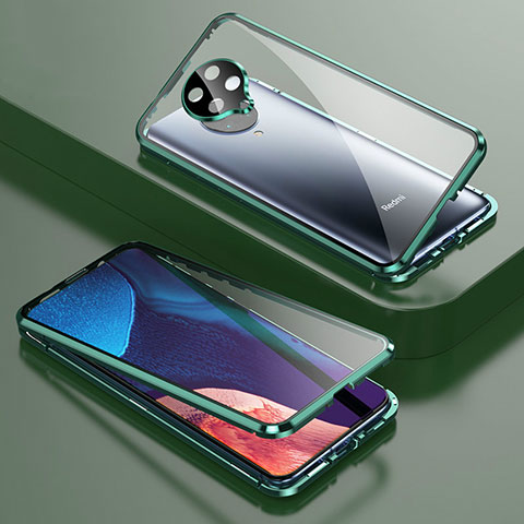 Custodia Lusso Alluminio Laterale Specchio 360 Gradi Cover T01 per Xiaomi Redmi K30 Pro Zoom Verde