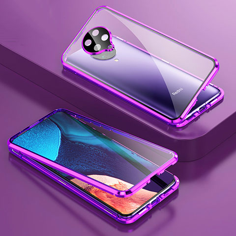 Custodia Lusso Alluminio Laterale Specchio 360 Gradi Cover T01 per Xiaomi Redmi K30 Pro Zoom Viola