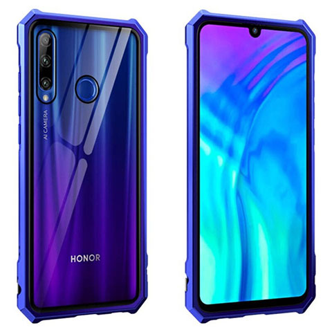 Custodia Lusso Alluminio Laterale Specchio 360 Gradi Cover T02 per Huawei Honor 20i Blu