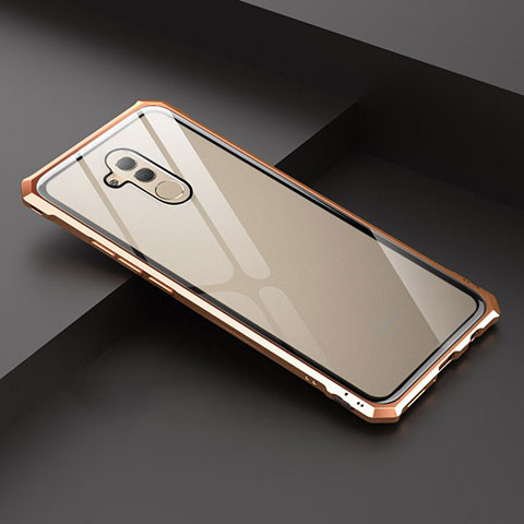 Custodia Lusso Alluminio Laterale Specchio 360 Gradi Cover T02 per Huawei Mate 20 Lite Oro