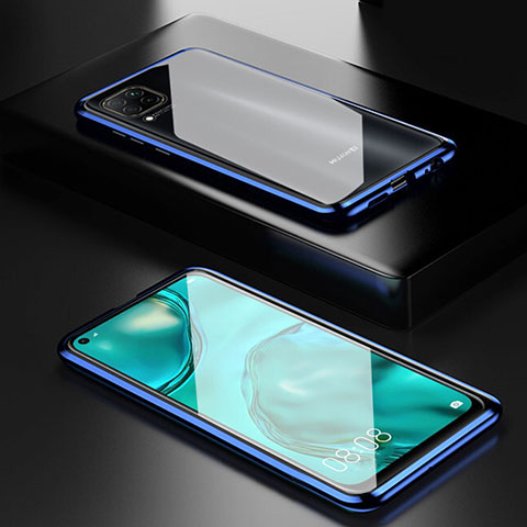 Custodia Lusso Alluminio Laterale Specchio 360 Gradi Cover T02 per Huawei Nova 7i Blu