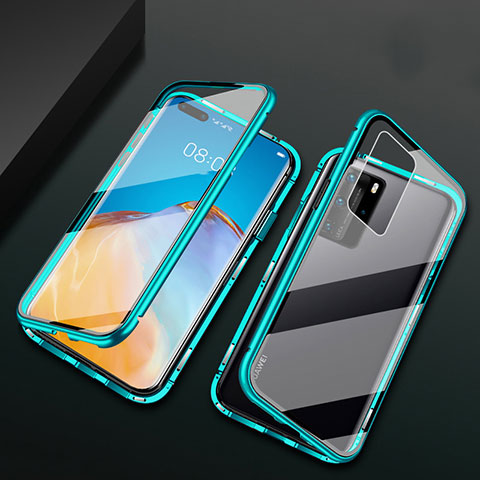 Custodia Lusso Alluminio Laterale Specchio 360 Gradi Cover T02 per Huawei P40 Pro Verde