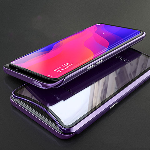 Custodia Lusso Alluminio Laterale Specchio 360 Gradi Cover T02 per Oppo Find X Super Flash Edition Viola