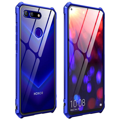 Custodia Lusso Alluminio Laterale Specchio 360 Gradi Cover T03 per Huawei Honor View 20 Blu