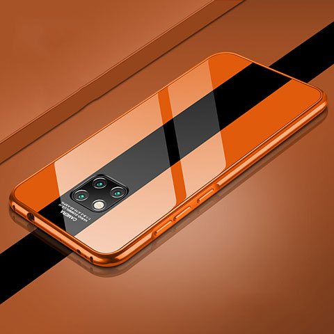 Custodia Lusso Alluminio Laterale Specchio 360 Gradi Cover T03 per Huawei Mate 20 Pro Arancione