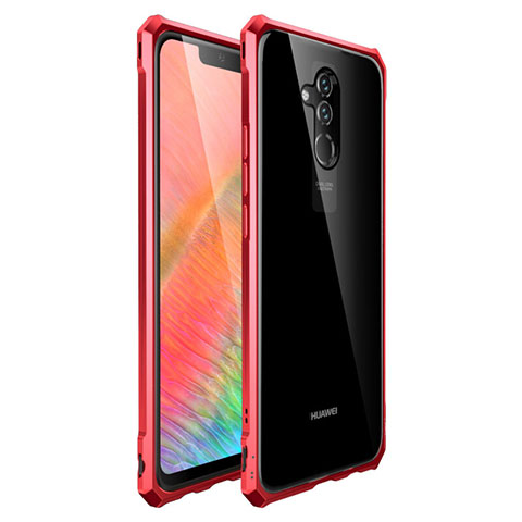 Custodia Lusso Alluminio Laterale Specchio 360 Gradi Cover T03 per Huawei Mate 20 X 5G Rosso