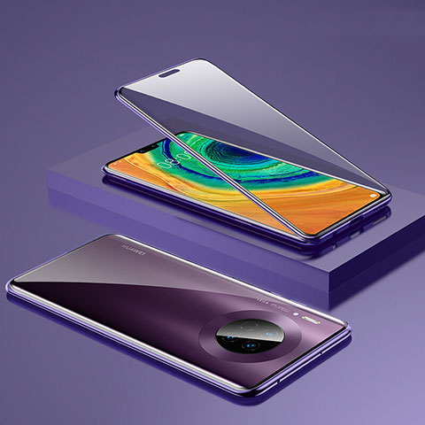 Custodia Lusso Alluminio Laterale Specchio 360 Gradi Cover T03 per Huawei Mate 30 Pro 5G Viola