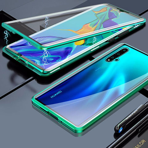 Custodia Lusso Alluminio Laterale Specchio 360 Gradi Cover T03 per Huawei Nova 5 Pro Verde