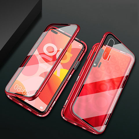 Custodia Lusso Alluminio Laterale Specchio 360 Gradi Cover T03 per Huawei Nova 6 5G Rosso