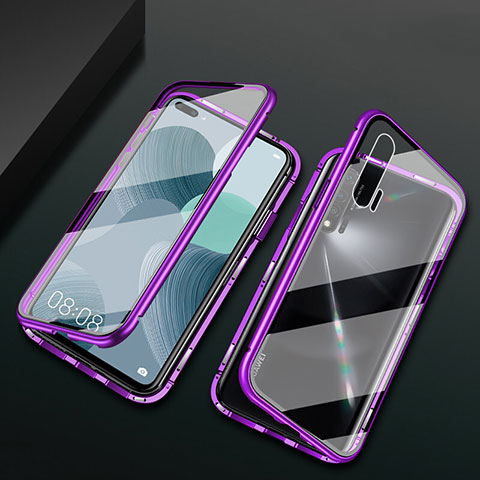 Custodia Lusso Alluminio Laterale Specchio 360 Gradi Cover T03 per Huawei Nova 6 Viola