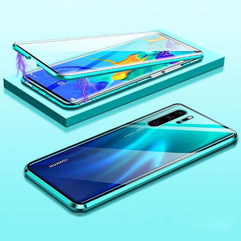 Custodia Lusso Alluminio Laterale Specchio 360 Gradi Cover T03 per Huawei P30 Pro Verde