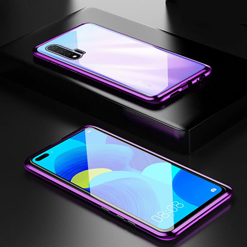 Custodia Lusso Alluminio Laterale Specchio 360 Gradi Cover T05 per Huawei Nova 6 5G Viola