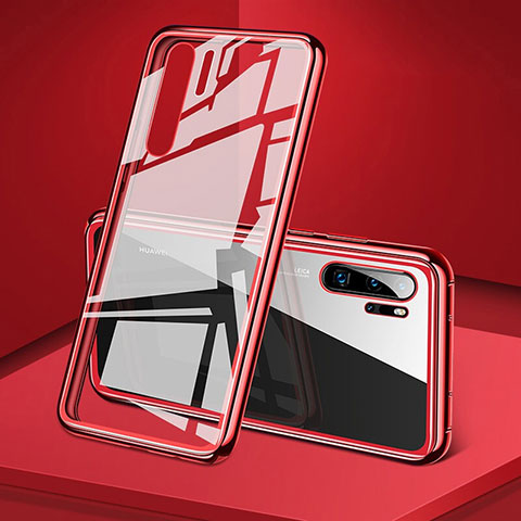 Custodia Lusso Alluminio Laterale Specchio 360 Gradi Cover T05 per Huawei P30 Pro New Edition Rosso