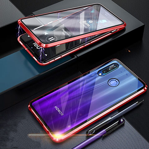 Custodia Lusso Alluminio Laterale Specchio 360 Gradi Cover T06 per Huawei Honor 10i Rosso