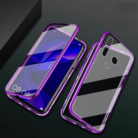 Custodia Lusso Alluminio Laterale Specchio 360 Gradi Cover T06 per Huawei Nova 4e Viola