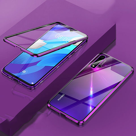 Custodia Lusso Alluminio Laterale Specchio 360 Gradi Cover T06 per Huawei Nova 5 Viola