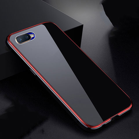 Custodia Lusso Alluminio Laterale Specchio 360 Gradi Cover T07 per Oppo R17 Neo Rosso