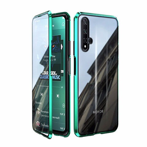 Custodia Lusso Alluminio Laterale Specchio 360 Gradi Cover T08 per Huawei Honor 20S Verde