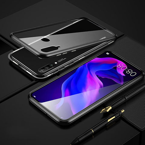 Custodia Lusso Alluminio Laterale Specchio 360 Gradi Cover T08 per Huawei Nova 4e Nero