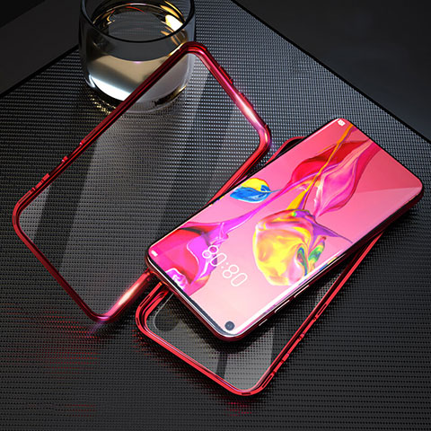 Custodia Lusso Alluminio Laterale Specchio 360 Gradi Cover T09 per Huawei Honor 20S Rosso